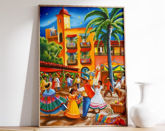 Mexican Culture Vintage Art Print, Latin Decor