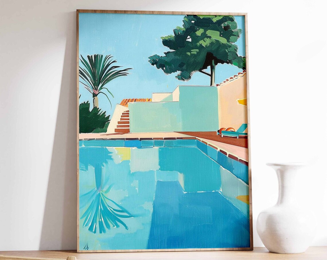 Swimming Pool Summer Art Print, Blue Poster