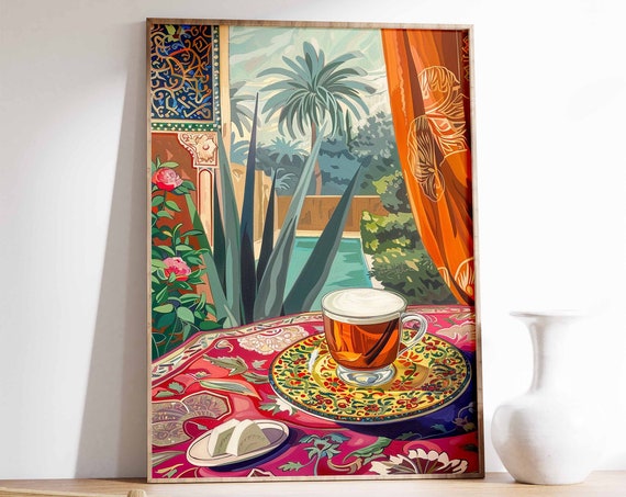 Arabic Tea Print Syrian Food And Drink Poster Afghan Art Islamic Decor Kitchen Decor Vintage Food Print Islamic Gift Food Poster