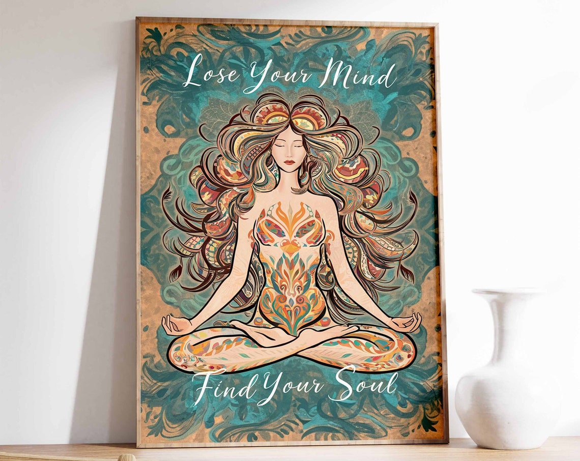 Lose Your Mind Find Your Soul Poster Spiritual Print Yoga Poster Floral Poster Tarot Print Atsrology Art Vintage Print Vintage Poster