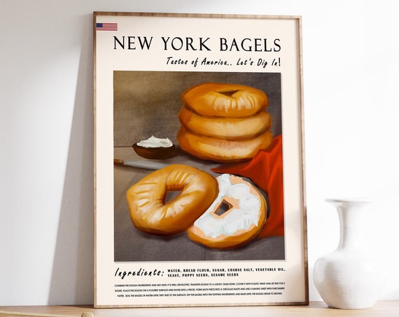 New York Bagels Vintage Food Poster Print