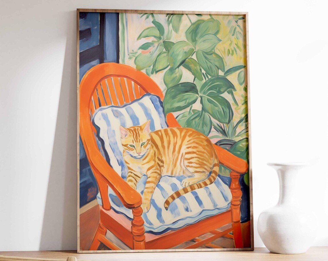 Vintage Cat Poster Cat Gift Gift For Cat Lovers Animal Art Artistic Cat Print Animal Art Animal Poster Animal Print Cute Cat Poster