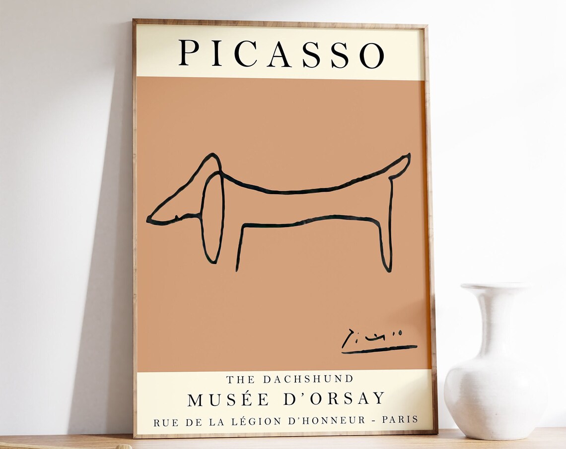 Picasso Exhibition Poster, Vintage Minimalist Dog Art
