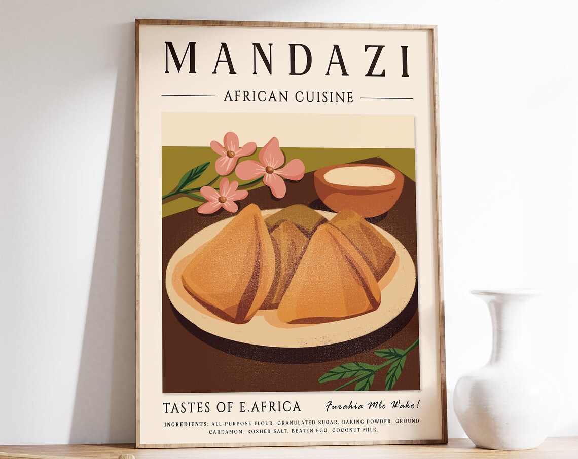 Mandazi Food Poster, African Kitchen Art Print