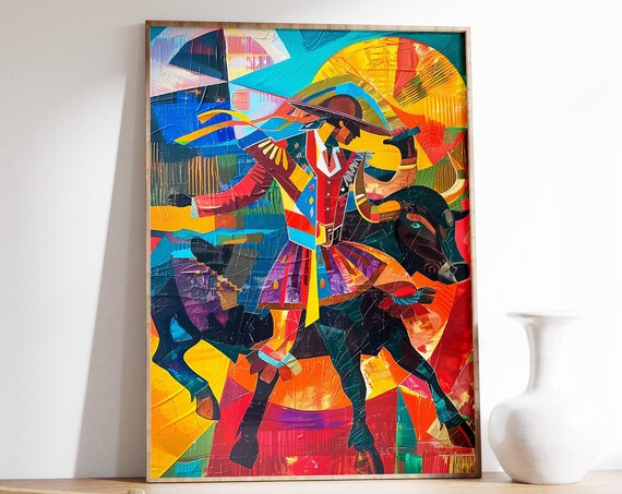 Traditional Spanish Art Spanish Bull Poster Picasso Wall Art Vintage Spanish Decor Malaga Art Spanish Gift Folk Art Poster Spain Art