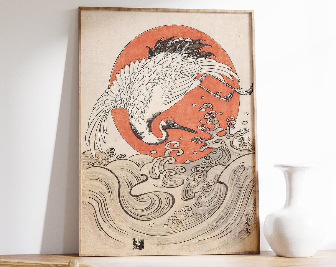 Ogata Korin Cranes Japanese Art Poster Print