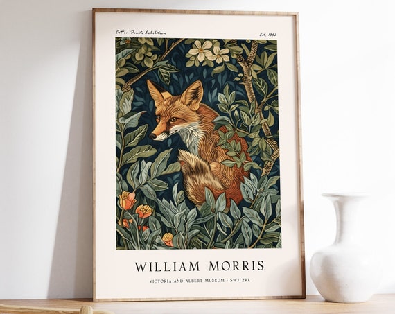 William Morris Print William Morris Exhibition Poster Kew Gardens Print London Print William Morris Poster Vintage Wall Art Fox Art