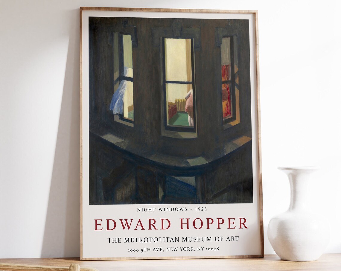 Edward Hopper Night Windows Exhibition Poster Art Print