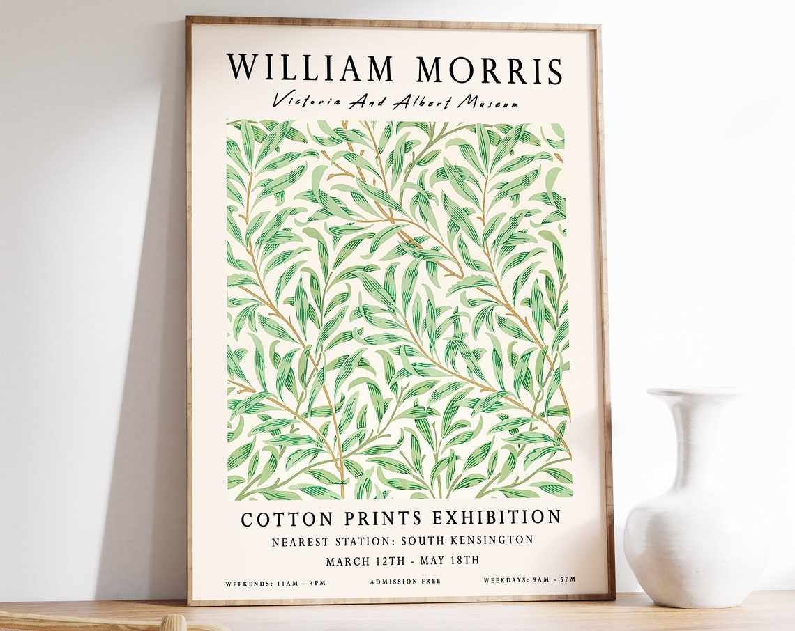 William Morris Willow Leaf Cotton Prints Exhibition Art Poster