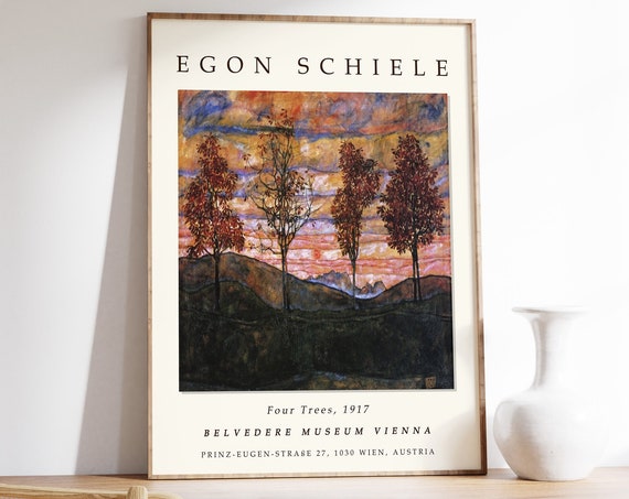 Egon Schiele Four Trees Exhibition Poster Egon Schiele Art Print Nature Print Tree Poster Wildlife Wall Art Floral Decor A1a2a3a4