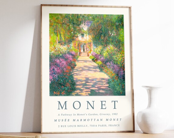 Claude Monet Exhibition Poster, Vintage French Home Decor