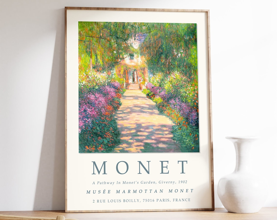 Claude Monet Exhibition Poster, Vintage French Home Decor