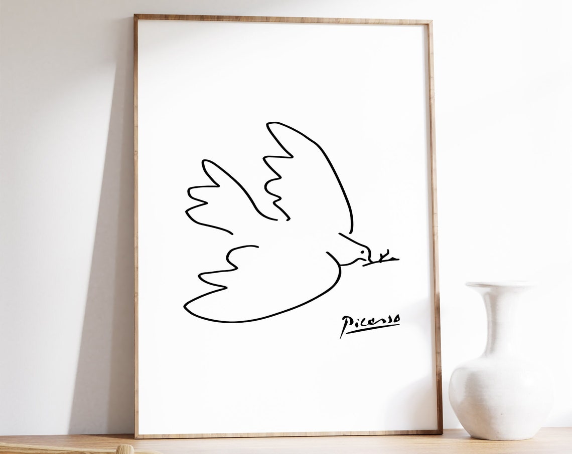 Pablo Picasso Peace Dove Minimalist Bird Line Drawing Poster