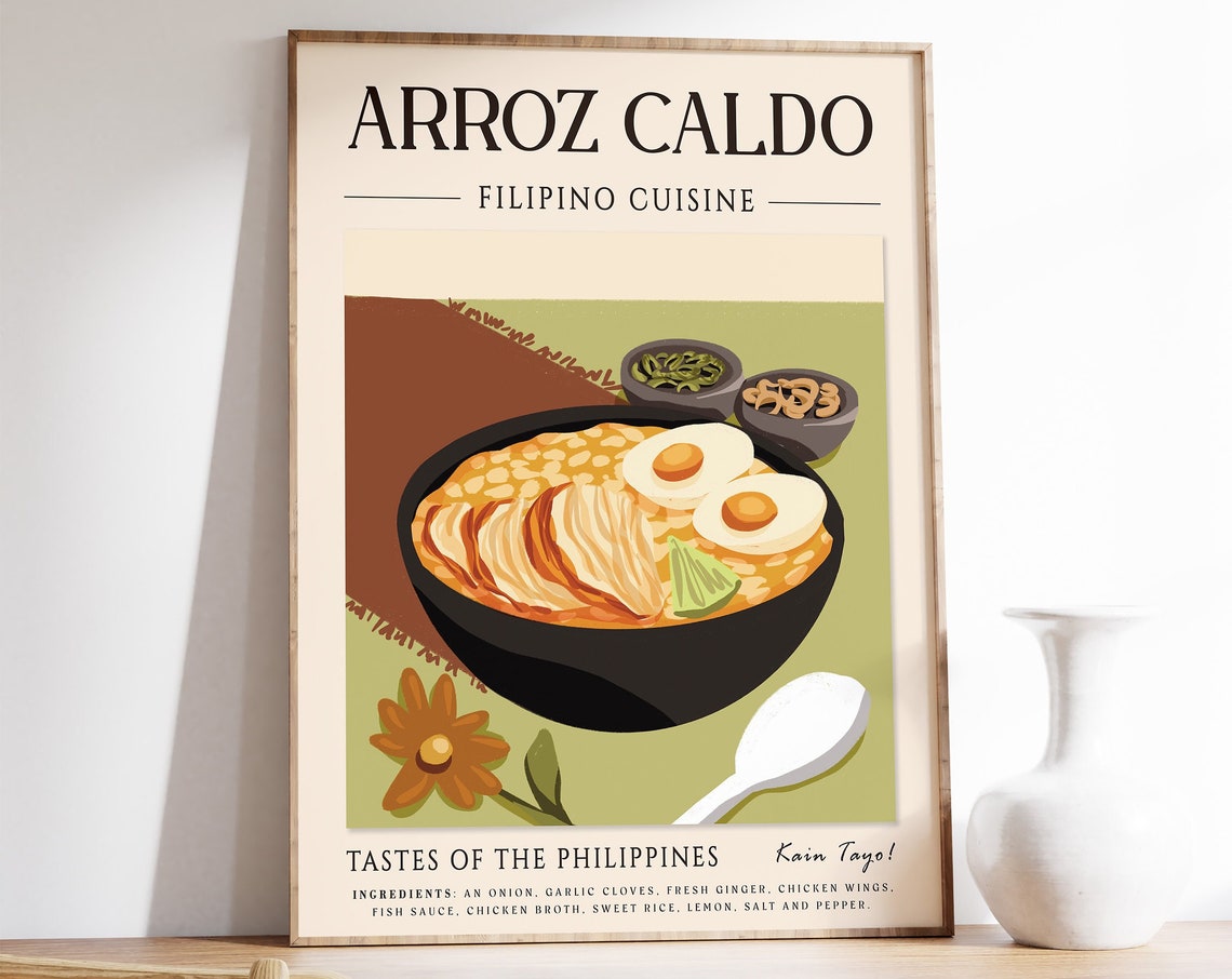 Arroz Caldo Filipino Food Poster Filipino Food Print Philippines Food Kitchen Poster Kitchen Decor Asian Food Print Food Gift