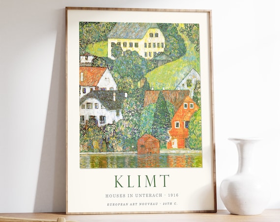 Gustav Klimt Houses at Unterach 1916 Art Nouveau Classic Poster