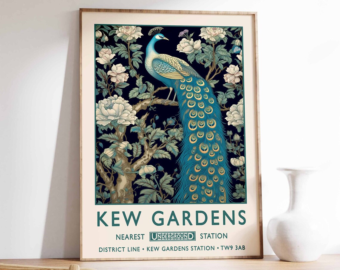 William Morris Peacock London Vintage Poster