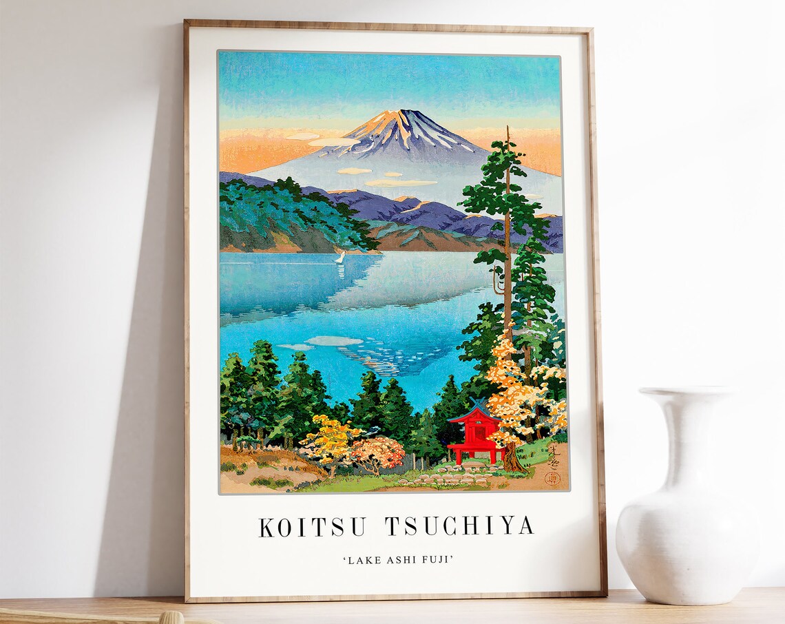 Lake Ashi Fuji Japanese Travel Poster Print