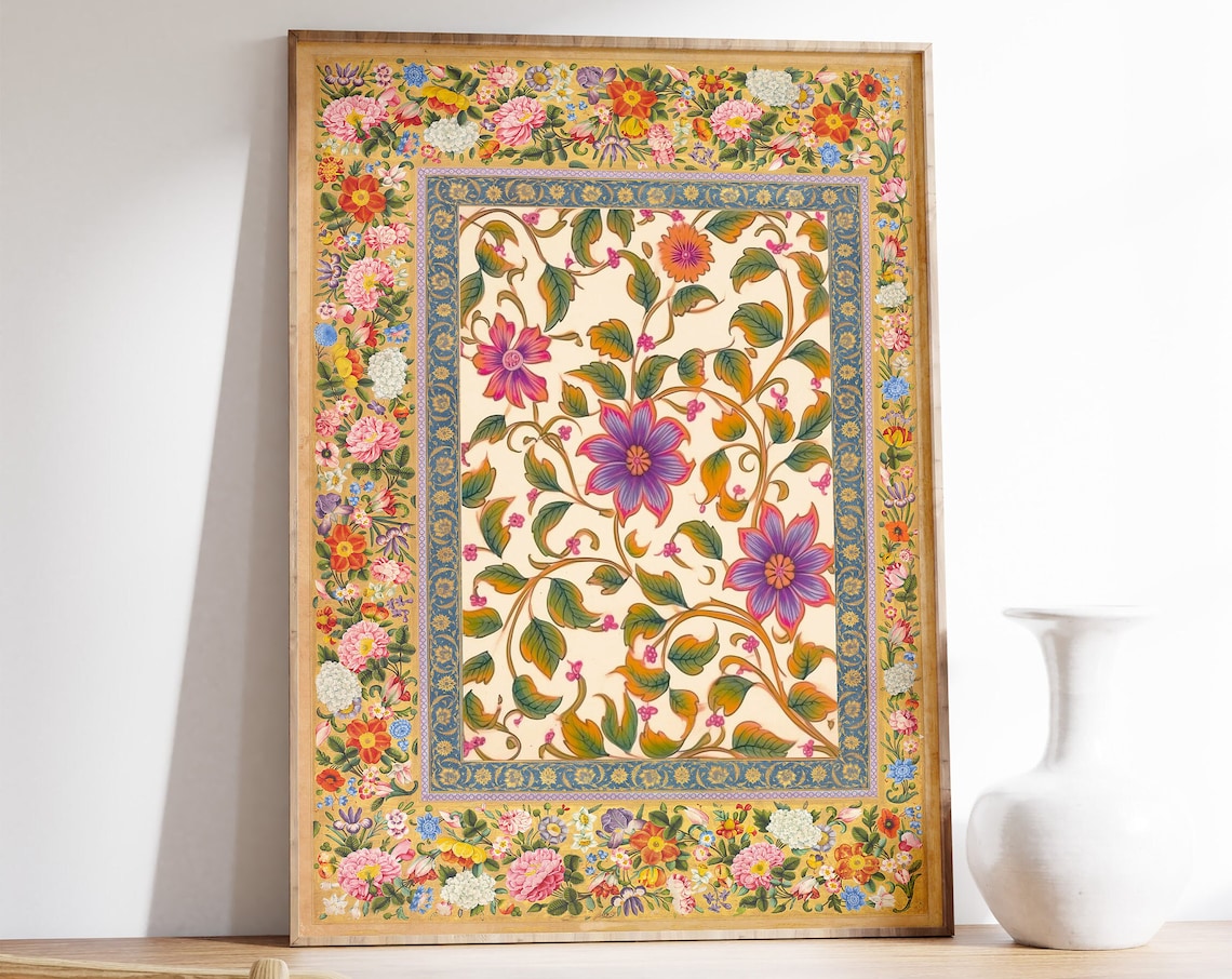 Indian Floral Pattern Traditional Decor Art Print