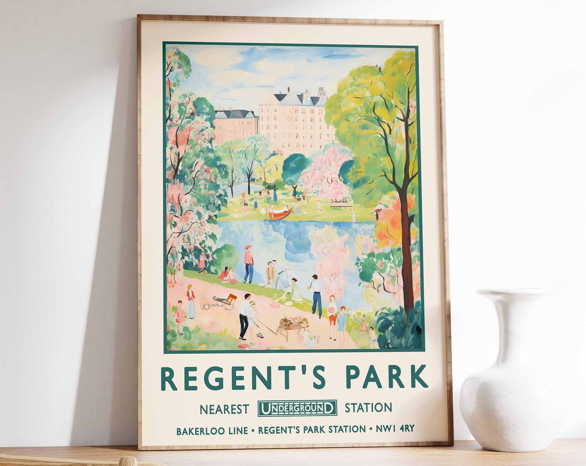 Regents Park London Bakerloo Line Nearest Station Vintage Poster