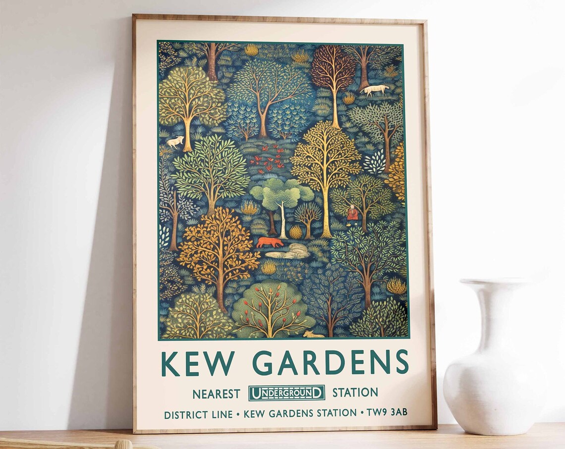 William Morris Kew Gardens Vintage Travel Poster