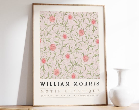William Morris Floral Art Print William Morris Exhibition Poster Vintage Mid Century Poster Floral Decor Vintage Print William Morris