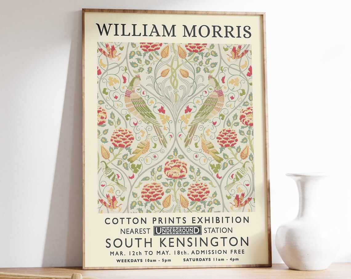 William Morris Floral Exhibition Poster, Vintage Print