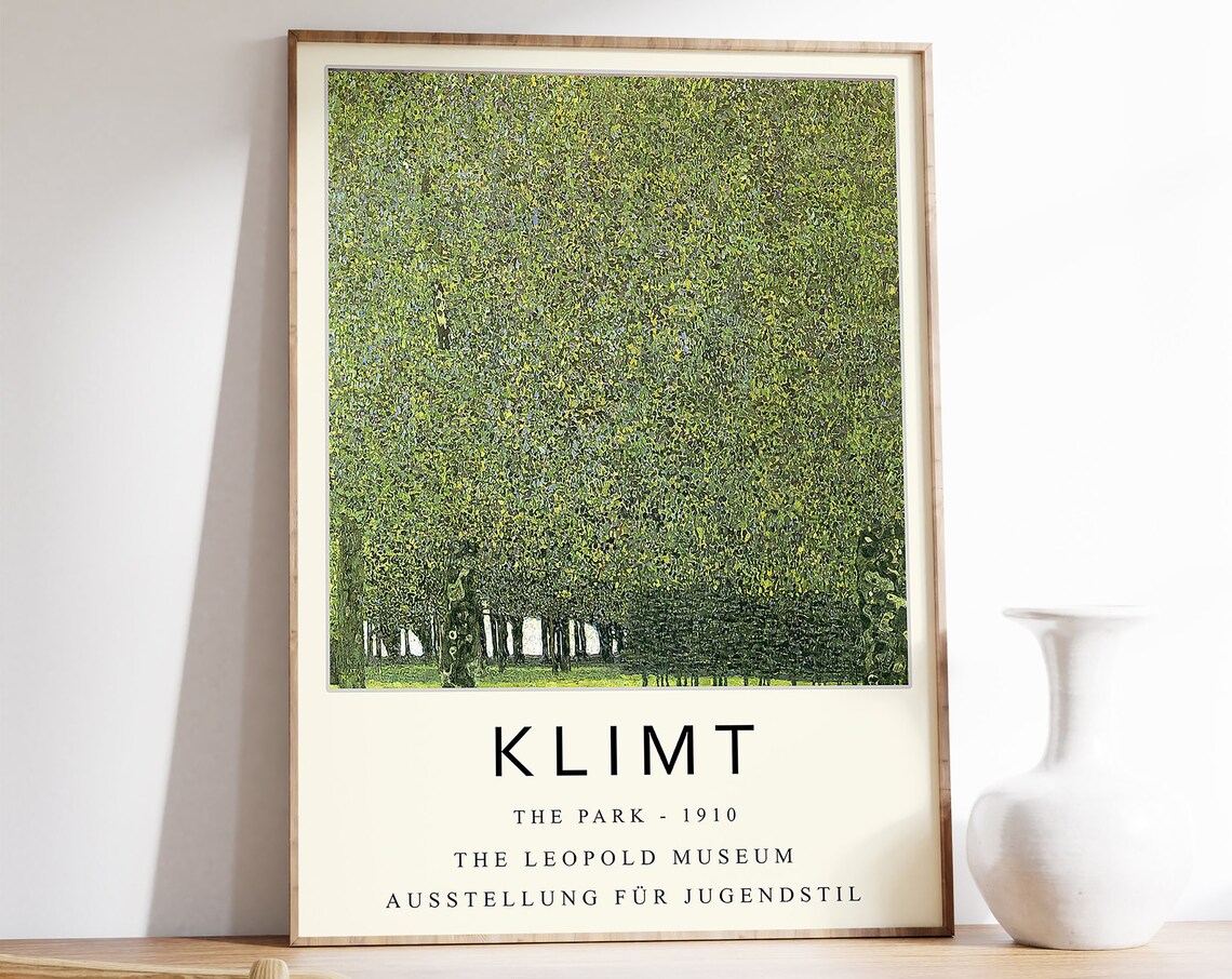 Gustav Klimt The Park Floral Poster, Art Nouveau