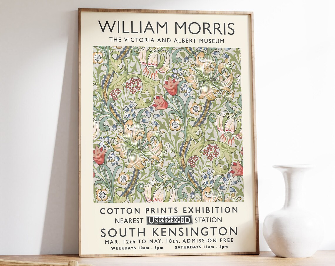 William Morris Vintage Floral Exhibition Poster