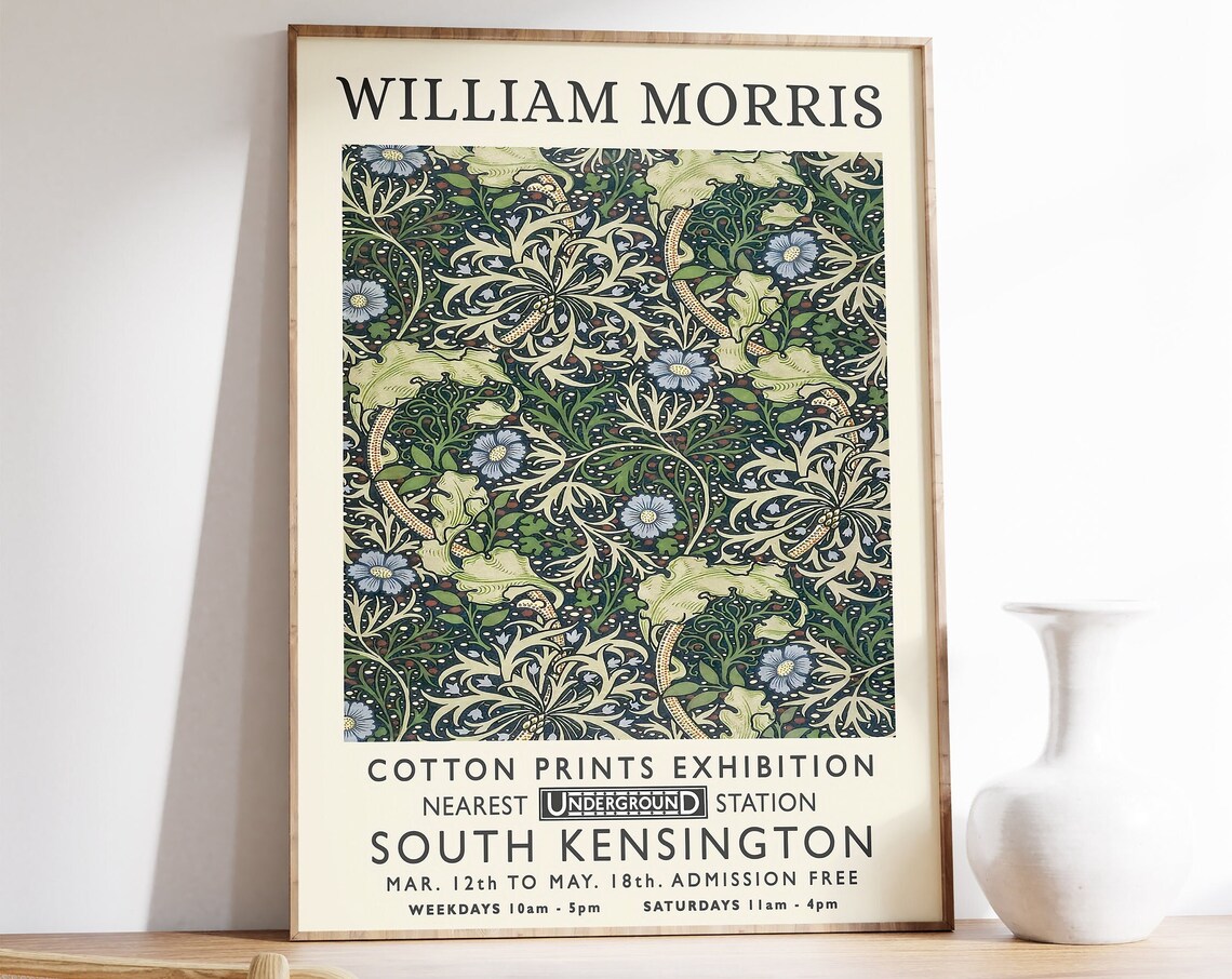 William Morris Exhibition Vintage Poster, Textile Art