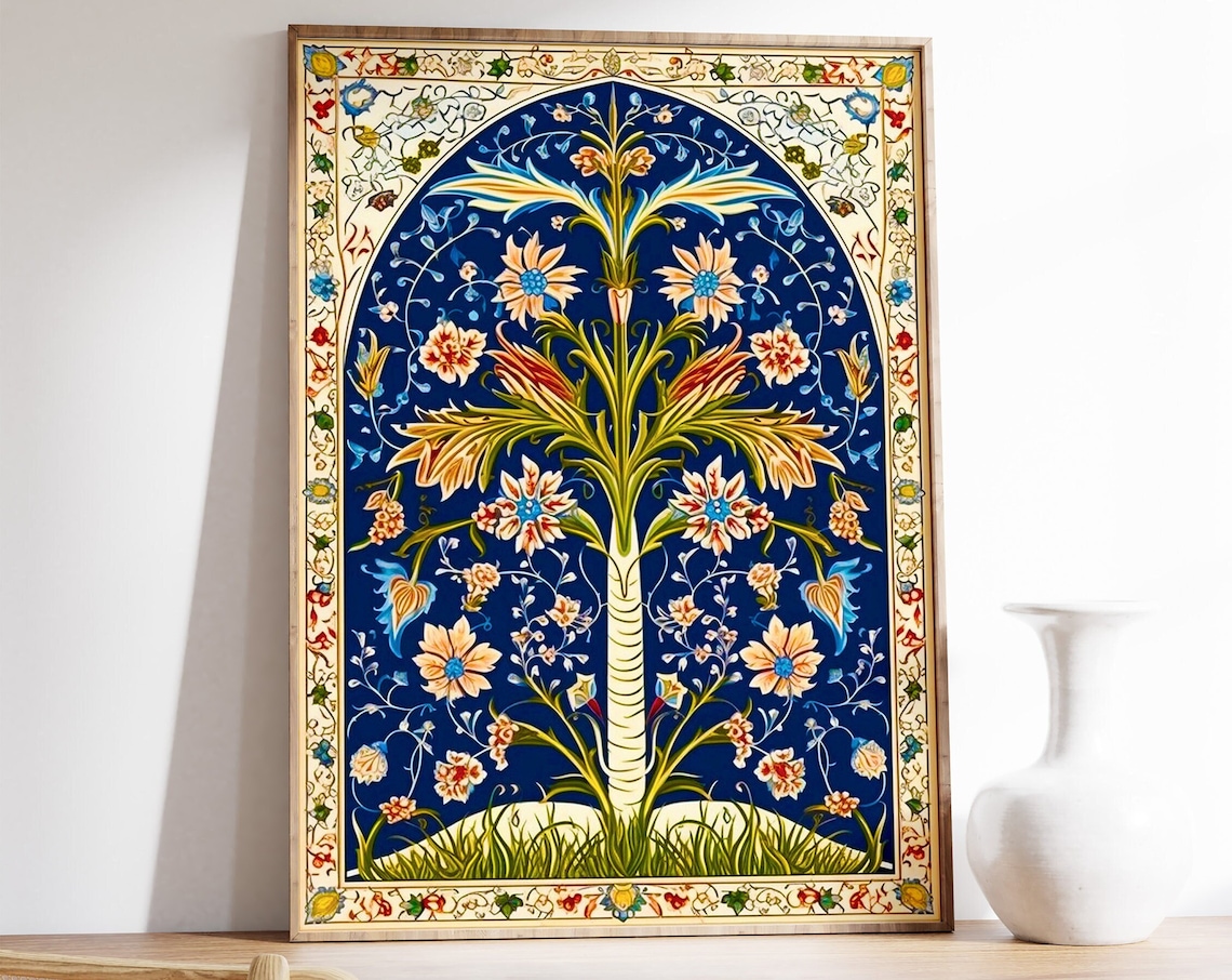 Islamic Floral Art Poster, Traditional Pattern Print