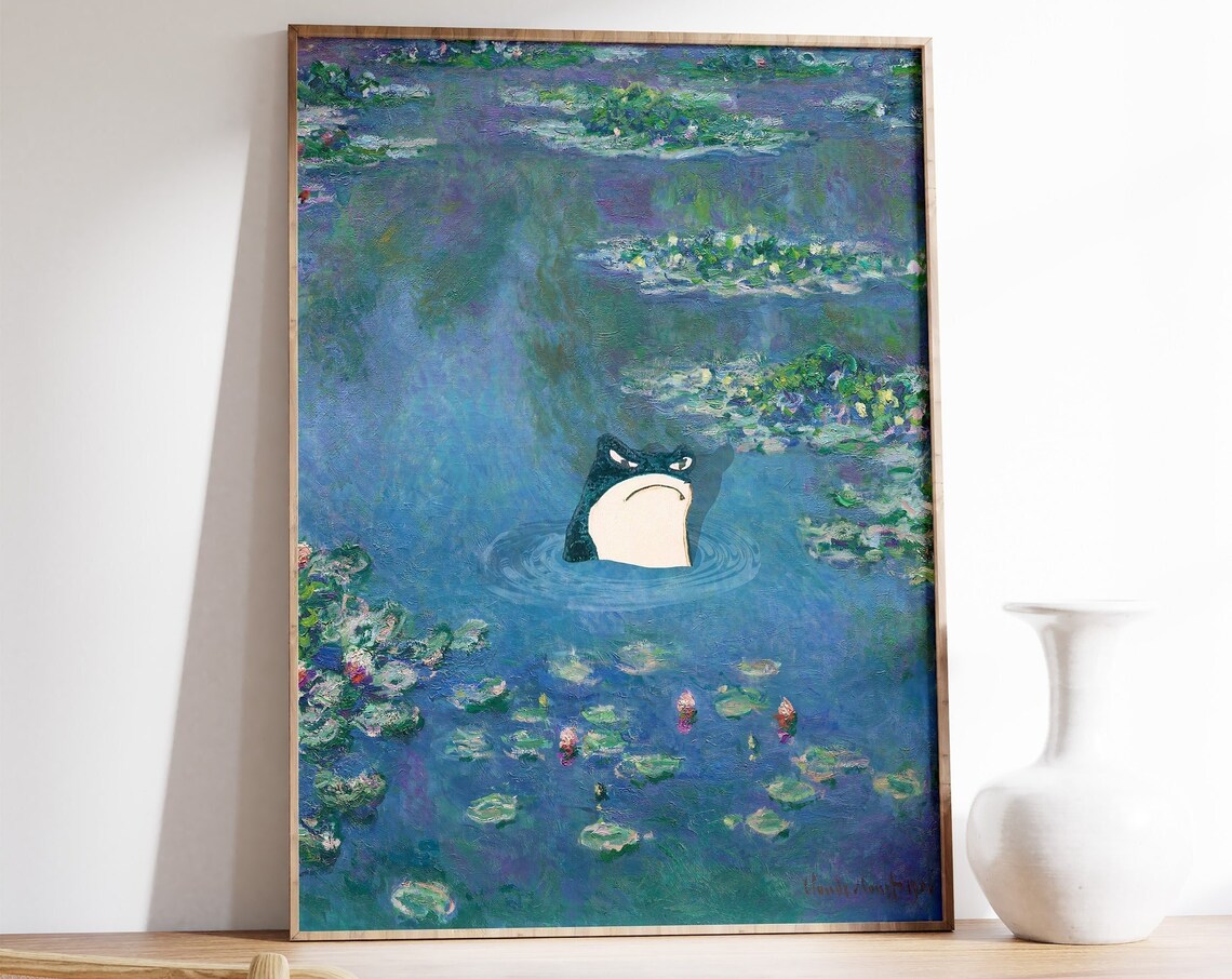 Monet-Inspired Waterlily Frog Art Print