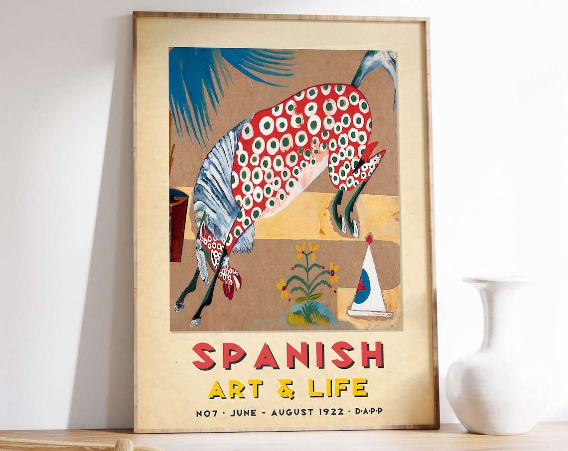 Spanish Exhibition Vintage Travel Poster, Floral Print