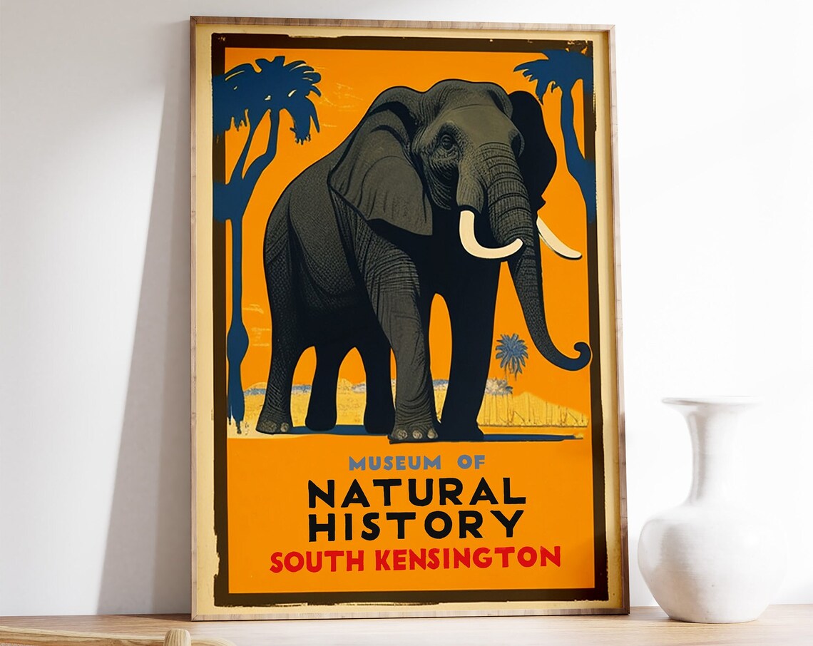 Vintage Museum Of Natural History Elephant Poster