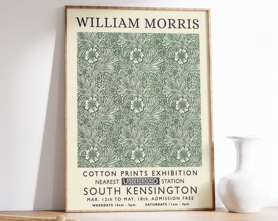 William Morris Exhibition Poster, Vintage Floral Art