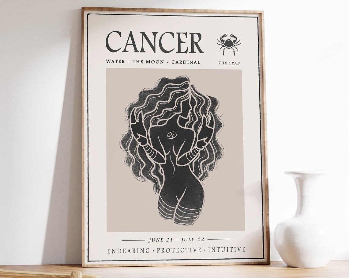Cancer Star Sign Boho Astrology Art Print