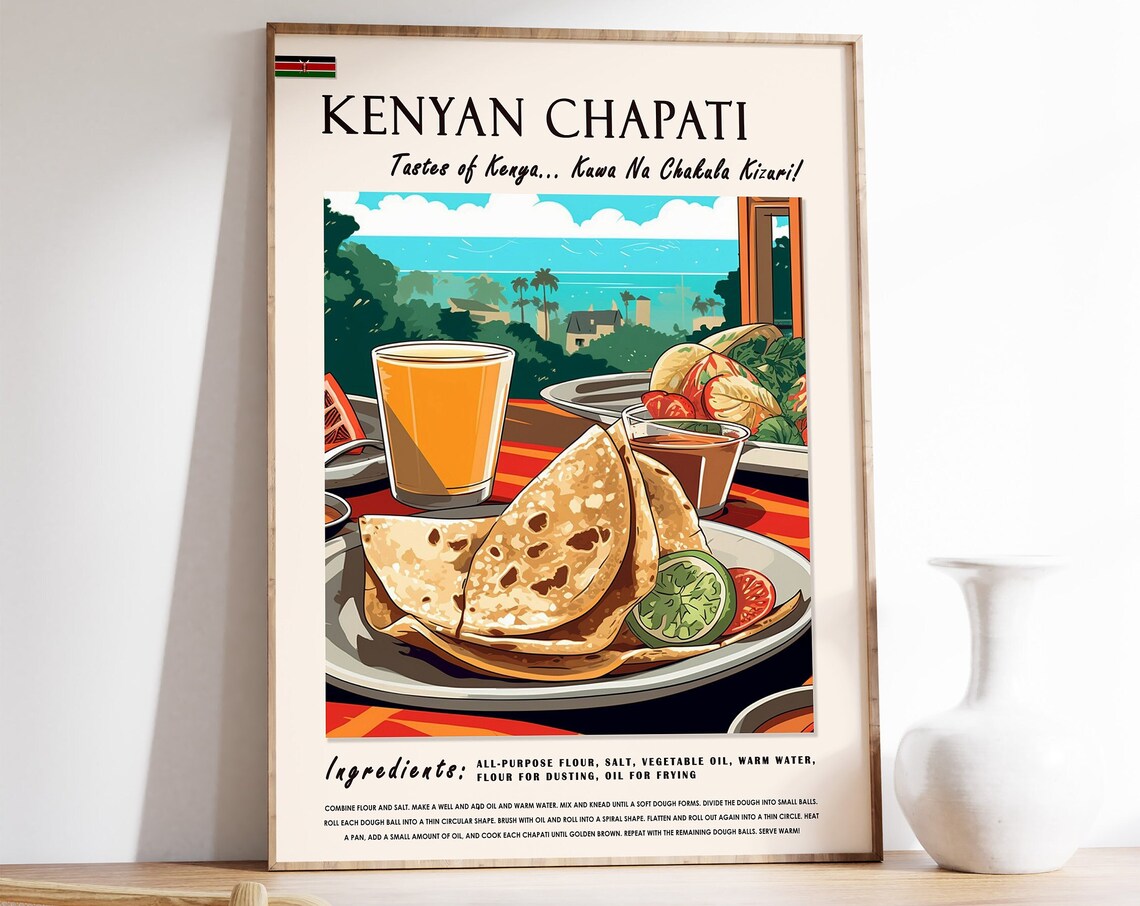 Kenyan Chapati Bread Food Poster, Kitchen Decor