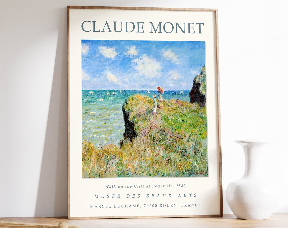 Claude Monet Walk On The Cliff At Pourville 1882 Vintage Poster