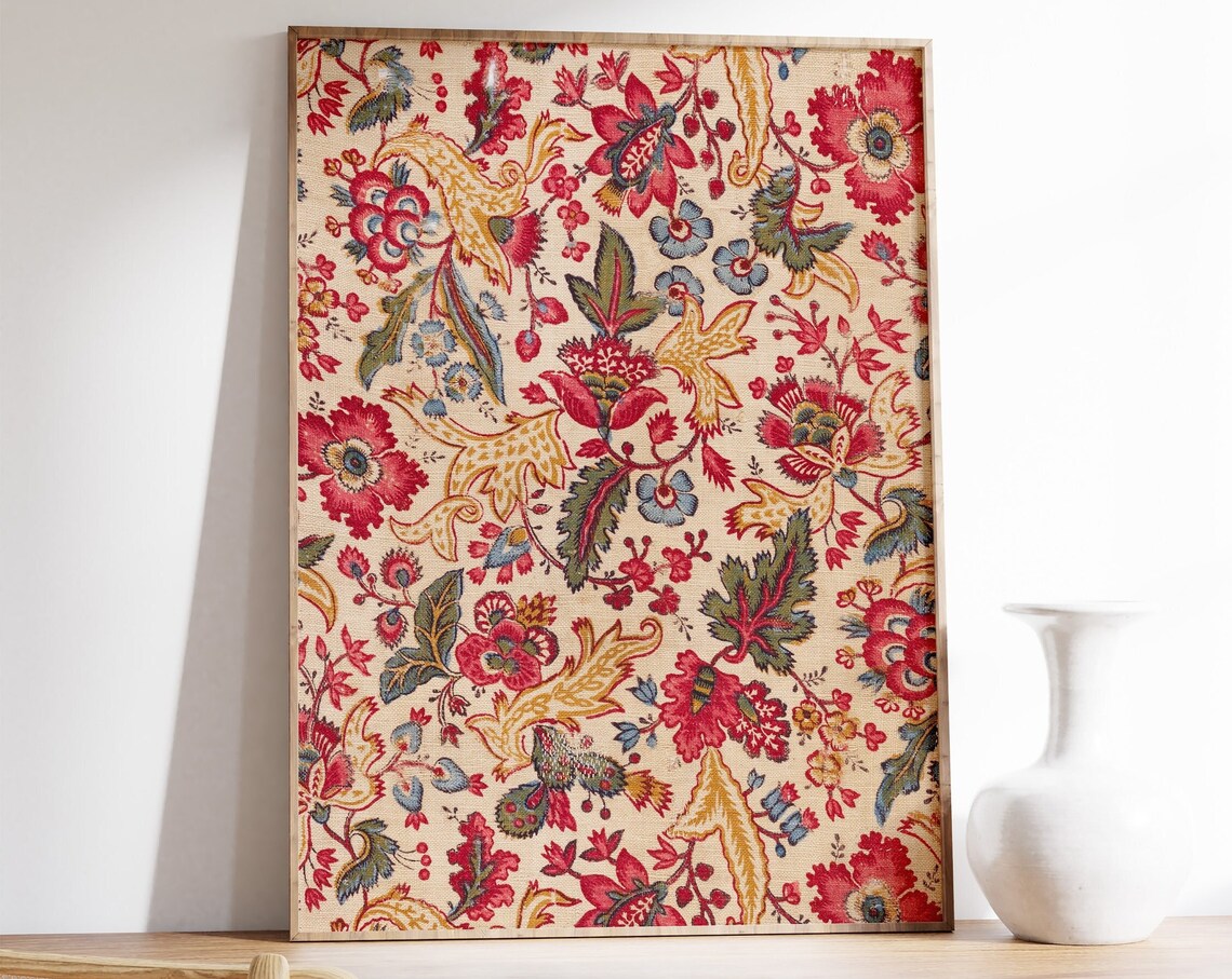 Indian Floral Pichwai Vintage Art Poster