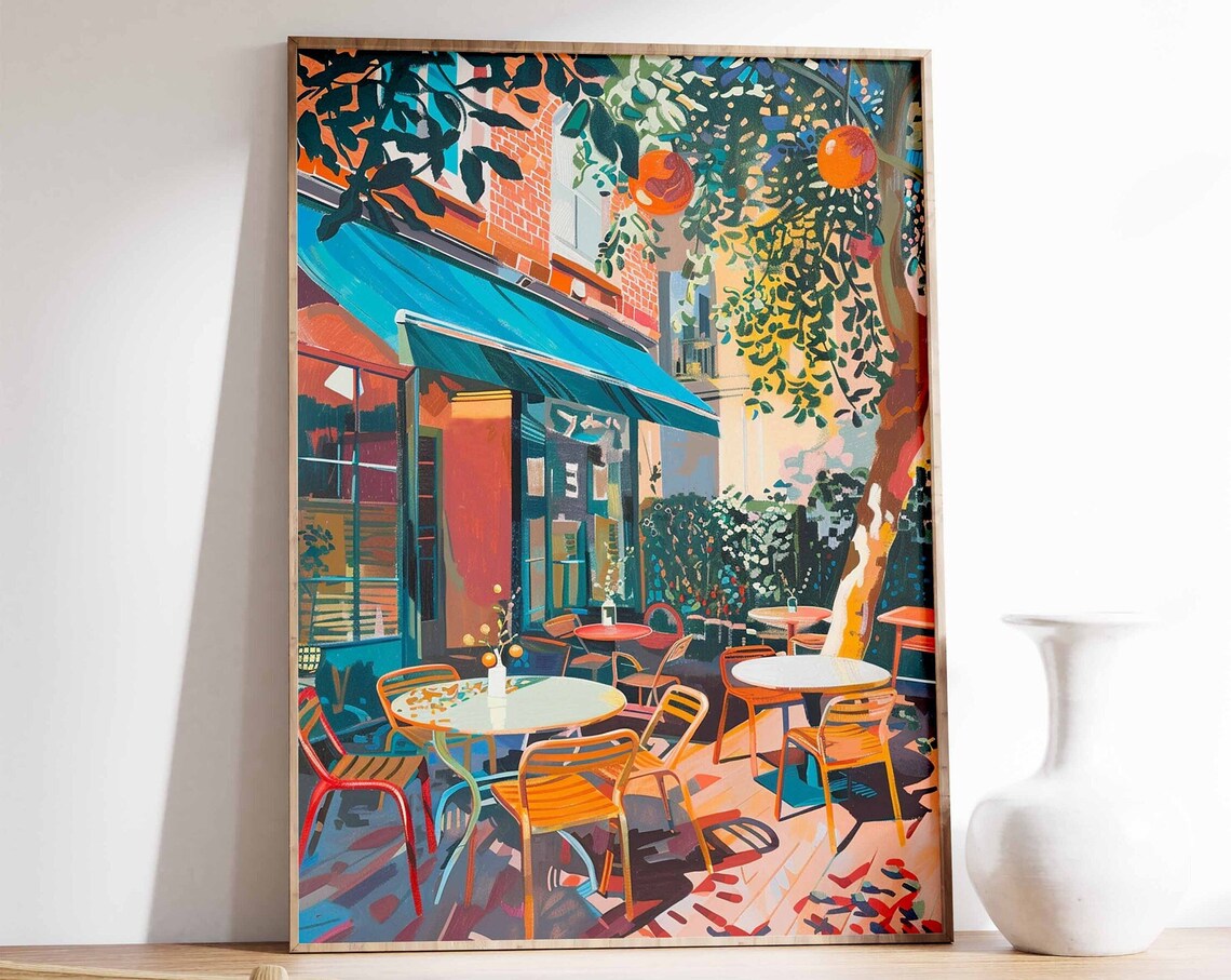Vintage Cafe Poster, Retro Kitchen Decor Art