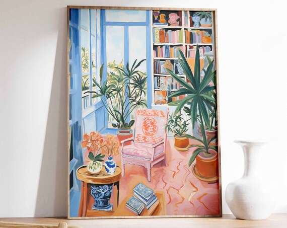 Vintage Library Sunlit Reading Room Books Cozy Nook Art Poster