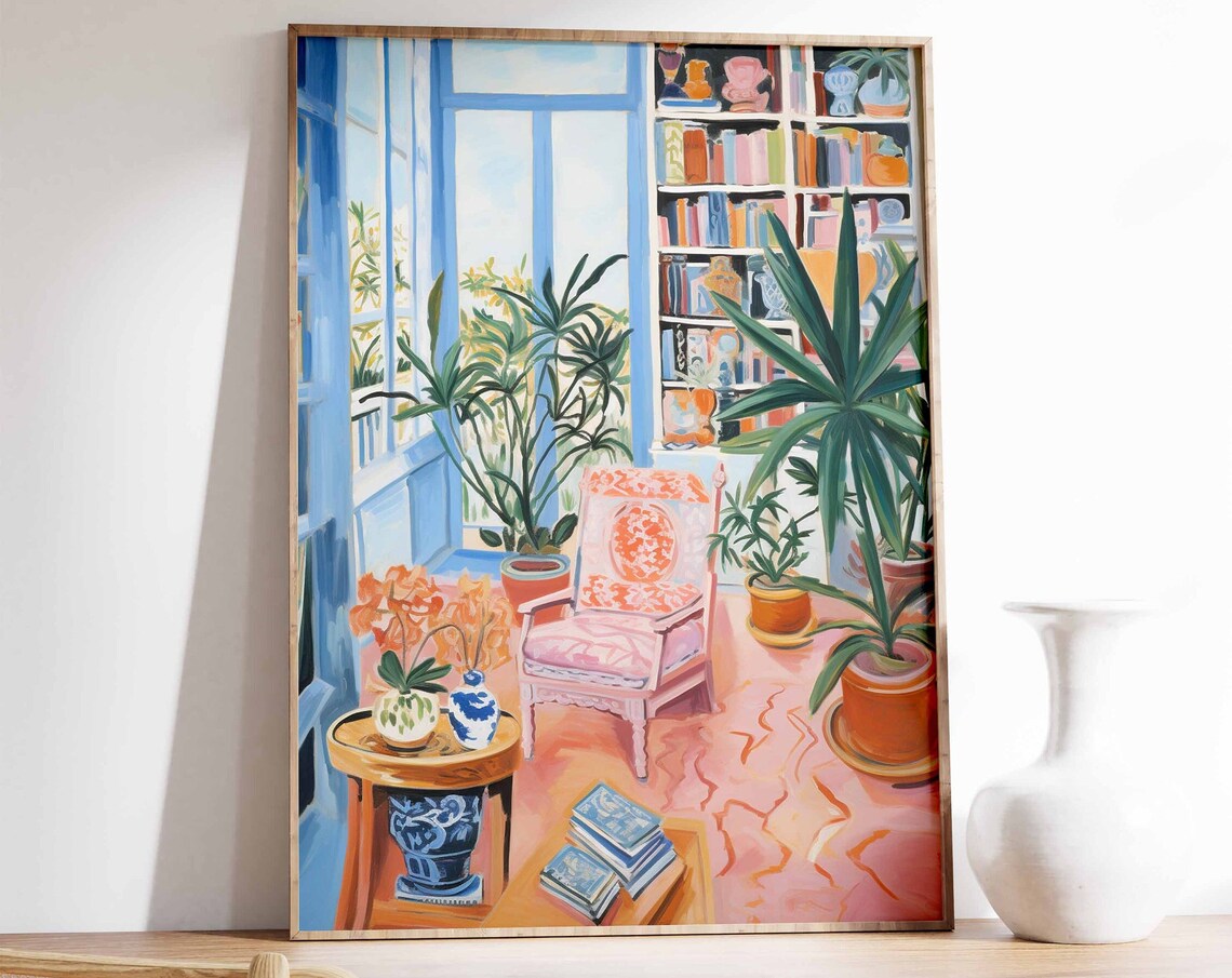Vintage Library Sunlit Reading Room Books Cozy Nook Art Poster