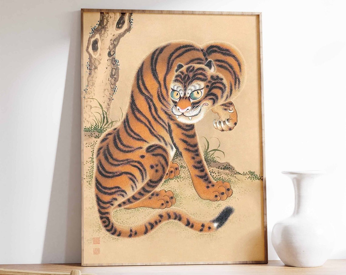 Vintage Japanese Tiger Print Jungle Poster Katsushika Hokusai Art Animal Art Animal Print Tiger Poster Animal Gift Wildlife Art