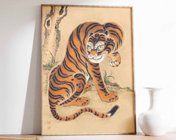 Vintage Japanese Tiger Print Jungle Poster Katsushika Hokusai Art Animal Art Animal Print Tiger Poster Animal Gift Wildlife Art