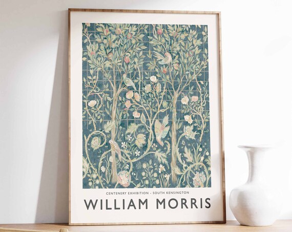 William Morris Centenary Exhibition Floral and Bird Art Poster