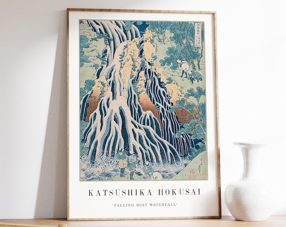 Katsushika Hokusai Falling Mist Waterfall Japanese Woodblock Poster