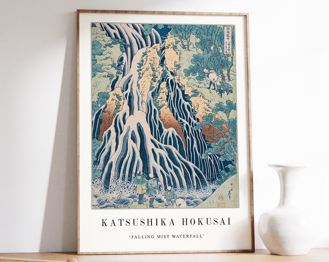 Katsushika Hokusai Falling Mist Waterfall Japanese Woodblock Poster