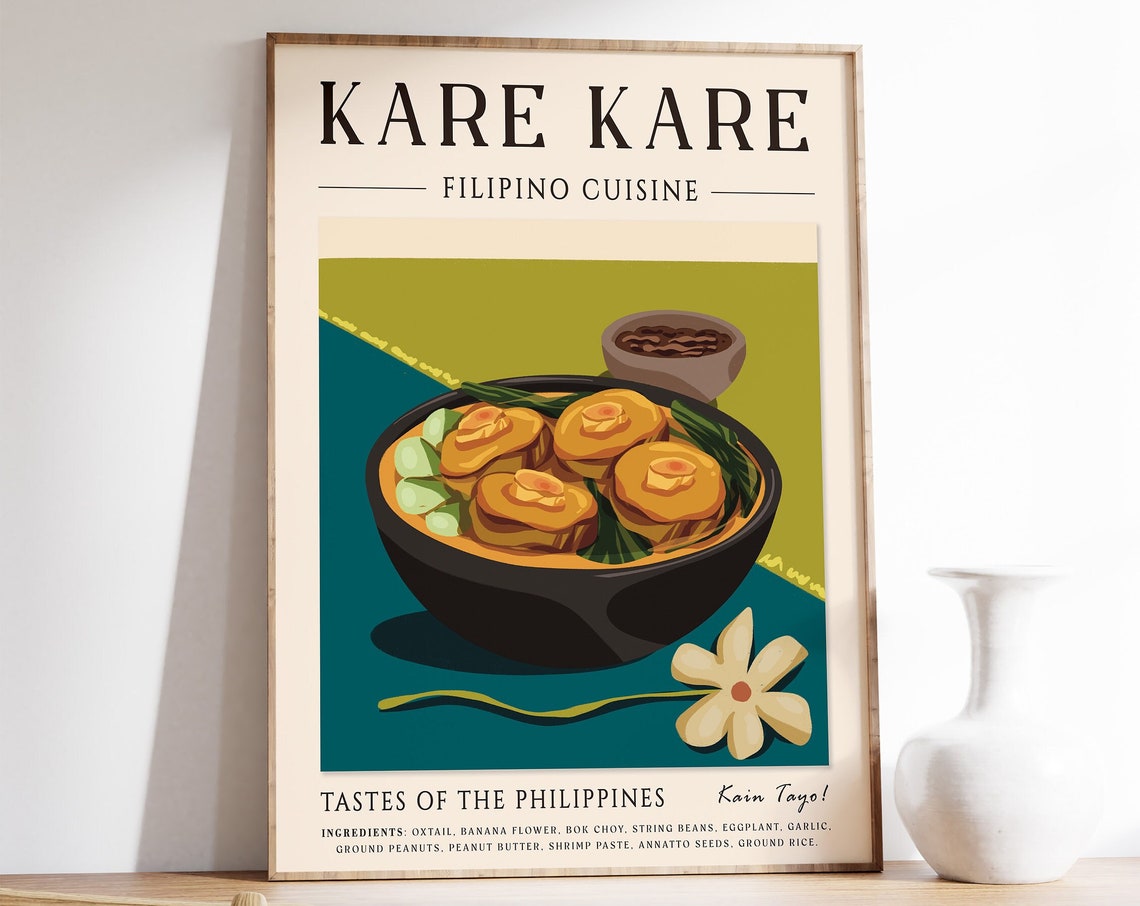 Kare Kare Filipino Food Poster Filipino Food Print Philippines Food Kitchen Poster Kitchen Decor Asian Food Print Food Gift