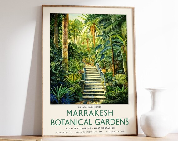 William Morris Print Marrakesh Botanical Gardens Art Morocco Poster Henri Roussea Poster Vintage Botanical Wall Art Vintage Floral Art