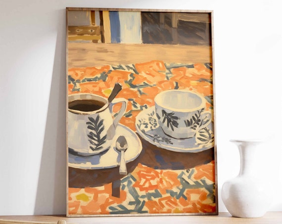 Coffee Print Vintage Coffee Poster Cafe Print Restaraunt Wall Art Kitchen Decor Food Illustration Art Food Poster Cafe Poster Decor