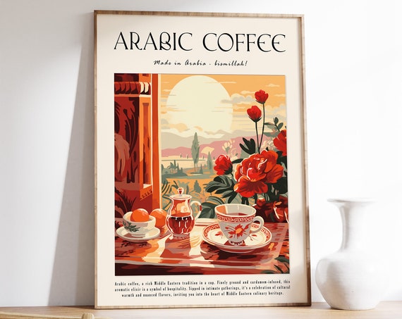 Coffee Poster Arabic Coffee Print Kitchen Decor Retro Coffee Art Islamic Food Art Food And Drink Poster Food And Drink Print